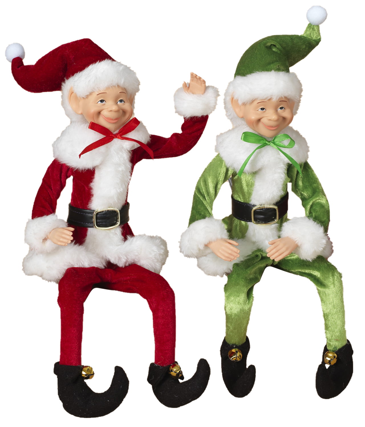 Bendable Poseable Holiday Elf Elves Shelf Sitters Figurines Dolls Set Decor