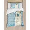 thumbnail image 3 of Ambesonne Sea Objects on Wooden with Vintage Boat Starfish Shell Fishing Net Photo Duvet Cover Set, 3 of 3