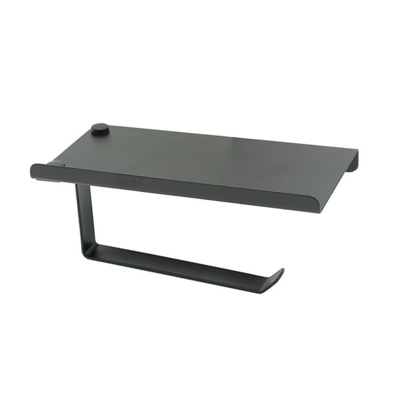 Porta Papel Baño con Soporte para Celular Alfa Negro Mate Acero Inoxidable