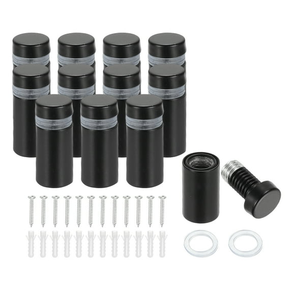 1/2" x 1" Standoff Screws, 12 Pack Stainless Steel Wall Mount Sign Standoffs Mounting Hardware Advertising Nail, Black