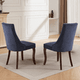 thumbnail image 3 of Tcbosik Modern Upholstered Dining Chairs Set of 2, Linen Fabric Accent Chair with Wood Legs, Side Chair for Living Room, Kitchen, Blue & Brown, 3 of 11