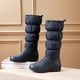 thumbnail image 1 of Botas de terciopelo a la moda para mujer, zapatos informales cálidos de tacón medio, botas de tubo medio Wmkox8yii  sdhk204, 1 of 6