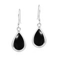 thumbnail image 1 of Elegant Teardrops of Black Onyx Stone Inlay Sterling Silver Dangle Earrings, 1 of 5