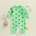 thumbnail image 2 of Leey-World Newborn Baby Girl Boy St Patricks Day Outfit Four Leaf Clover Romper Long Sleeve Bodysuit Jumpsuit 0-18M|Light Green,6-12 Months, 2 of 9