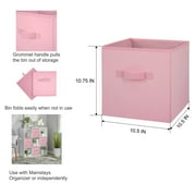 Mainstays Collapsible Cube Fabric Storage Bins (10.5 x 10.5), 6 Pack, Pink Puff