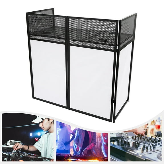 DJ Event Booth Facade, Portable DJ Facade Booth Table, Black DJ Controller Stand Foldable Structure DJ Display Stand