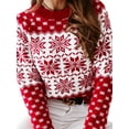 thumbnail image 6 of Qiylii Women Red White Ugly Christmas Sweaters Pullovers Snowflake Patterns O-Neck Knitted Long Sleeve Cardigan Winter Clothing, 6 of 9