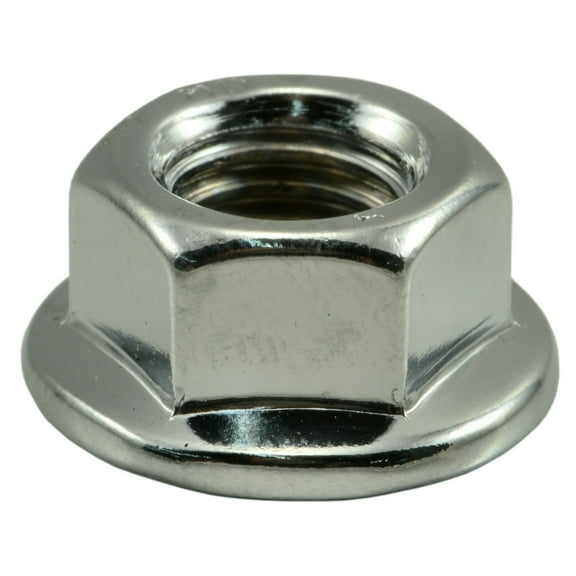 10mm-1.5 Chrome Plated Steel Coarse Thread Flange Nuts (5 pcs.)