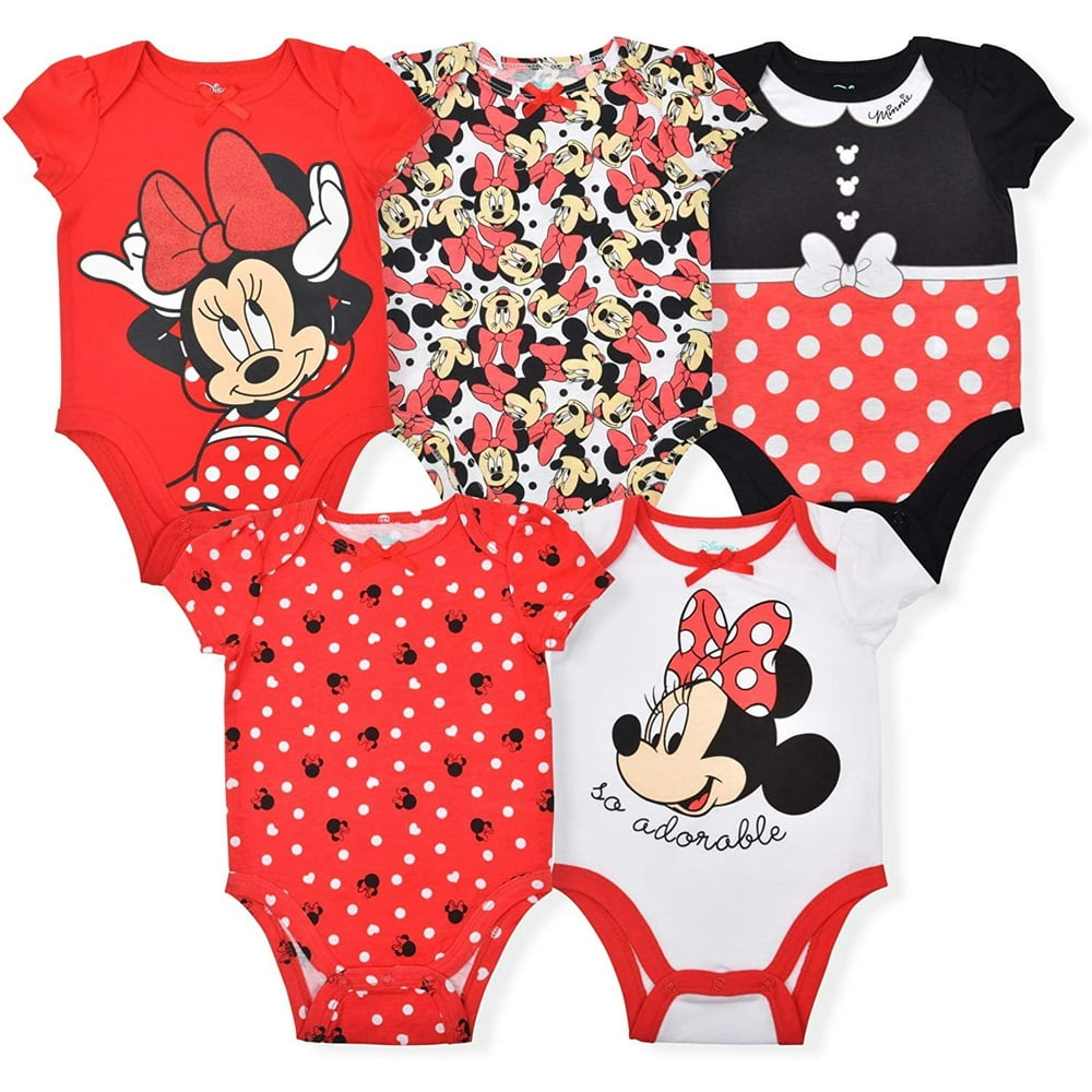 Disney Disney Minnie Mouse Girl's 5Piece Short Sleeve Baby Bodysuit Onesie Set