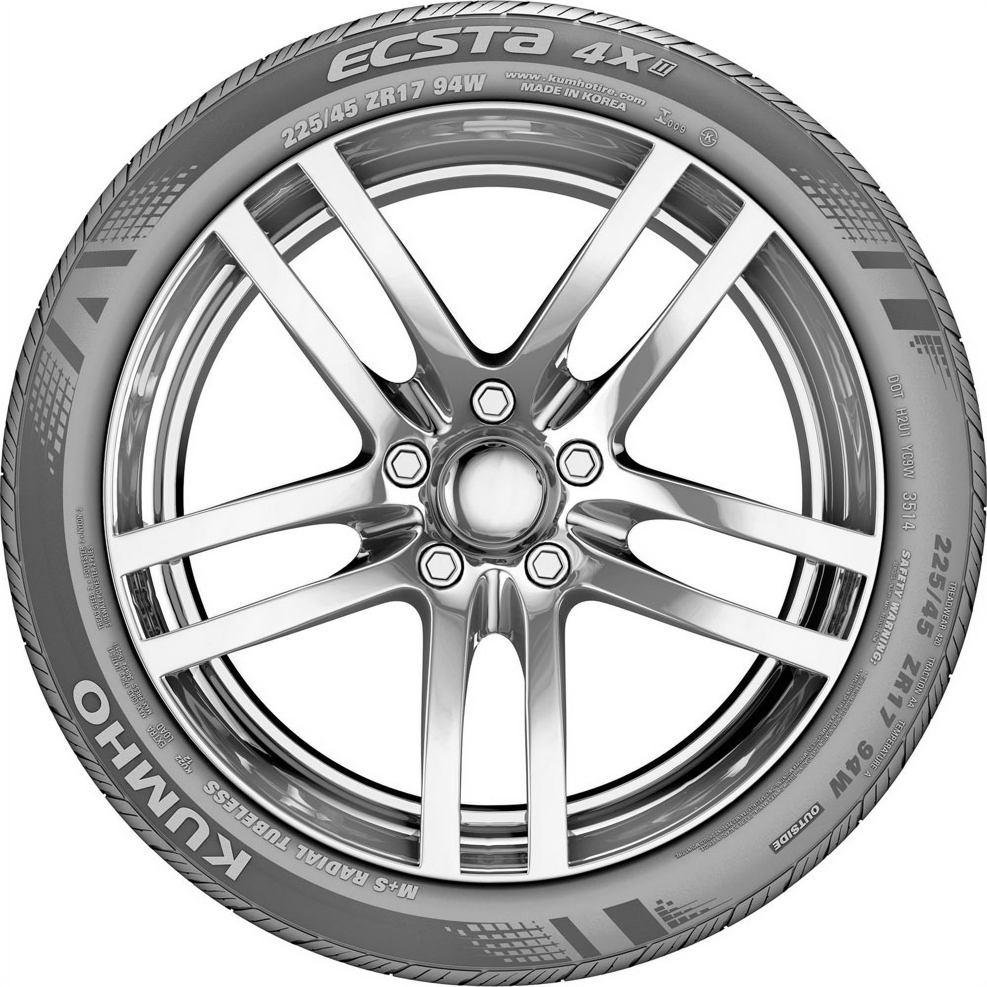 Kumho Ecsta 4X II KU22 245/40R19 98 W Tire Fits: 2016-23 Chevrolet Malibu LT, 2013-15 Chevrolet Malibu LTZ