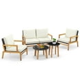 thumbnail image 4 of Gymax 5 Piece Rattan Furniture Set w/ Wicker Woven Sofa Set & Solid Acacia Wood Frame, 4 of 4