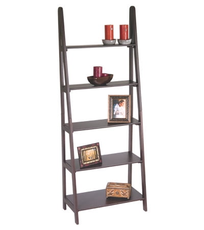 OSP Designs 5-Shelf Ladder Bookcase, Espresso