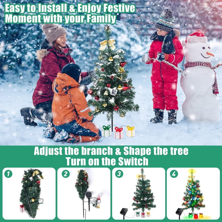Solar Powered Christmas Lights Adecorty 2 Pack Solar Christmas