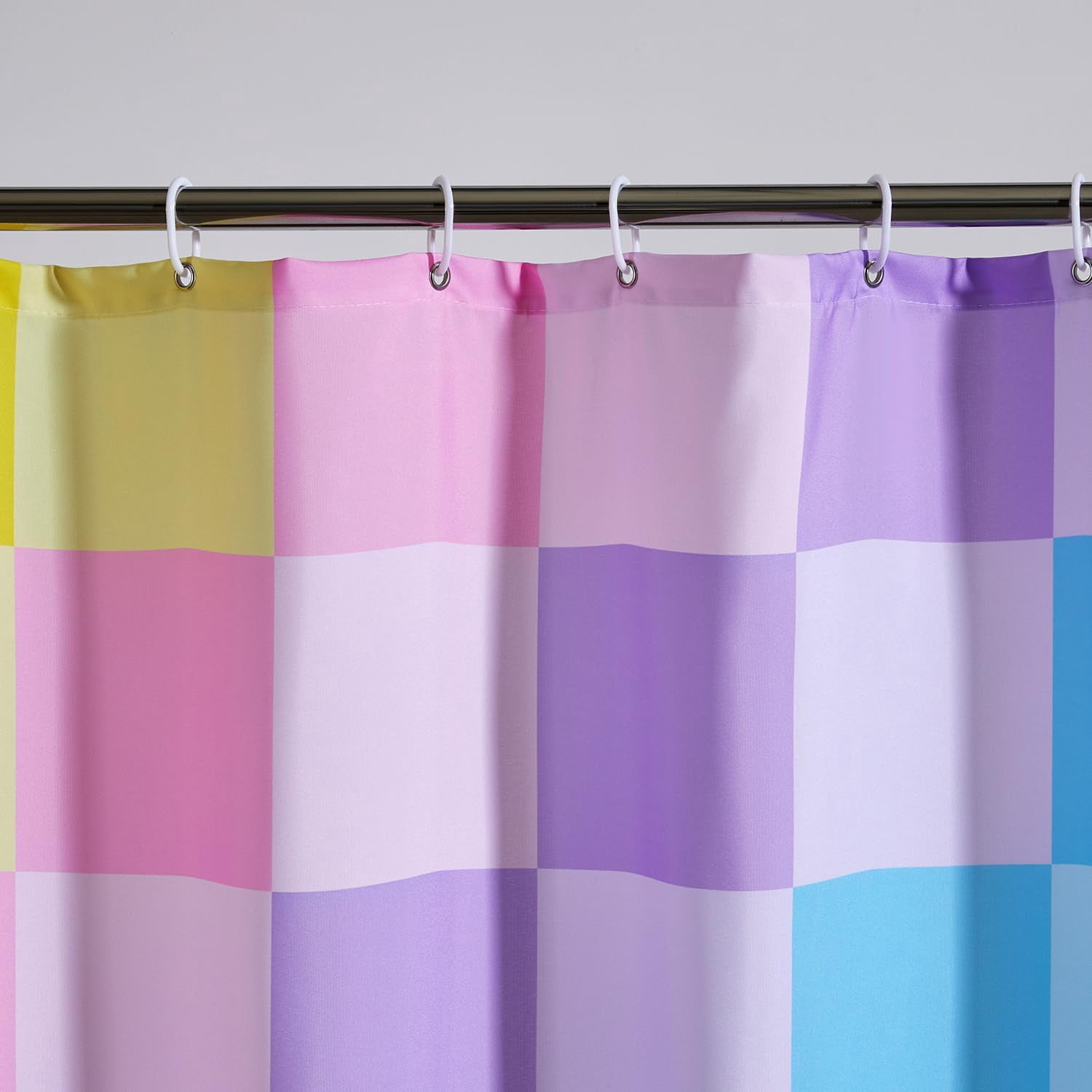 Multicolored Checkered Retro Fabric Shower Curtain for Bathroom, Heavy Duty iridescent Rainbow Colorful Modern Simple Groovy Funky Shower Curtain Set with Hooks Aesthetic Bathroom Decor