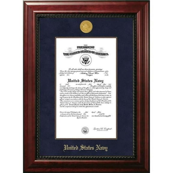 Campus Images NACEX0018.5x11 8.5 x 11 in. Patriot Frames Navy Certificate Executive Frame with Gold Medallion & Mahogany Filet