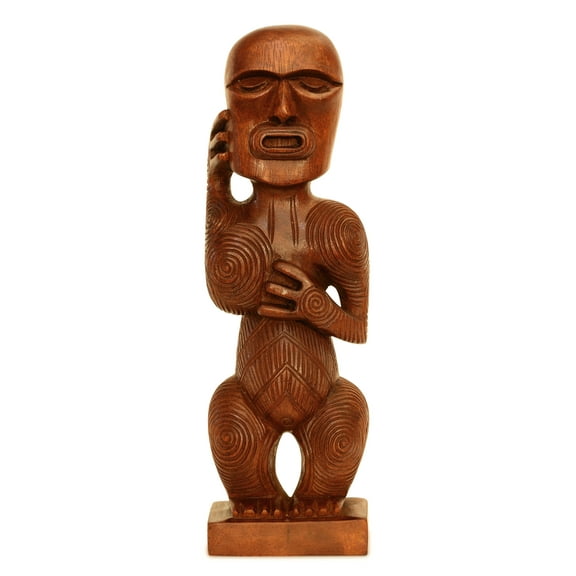 Handmade Wooden Primitive Bald Head Tribal Statue Sculpture Tiki Bar Handcrafted Unique Gift Art Decoration Home Decor Accent Figurine Hand Carved