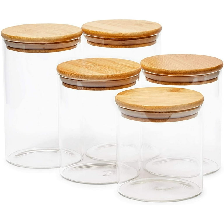 Glass Canisters with Airtight Bamboo Lids for Pantry Storage (4 x 4.13 In,  5 Pack), PACK - Kroger