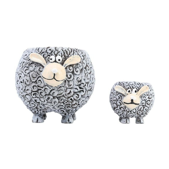 Cute Sheep Succulent Planter, Resin Animal Flower Pot with Drainage Hole, Whimsical Fairy Garden Statue for Indoor Outdoor Home Decor
