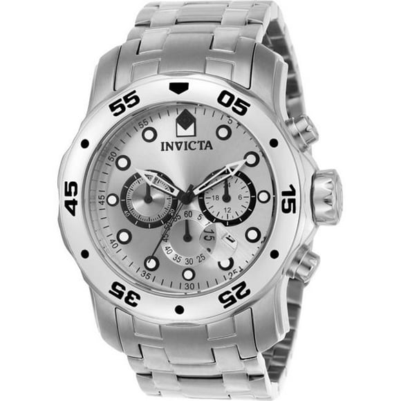 Invicta  48 in. Mens Pro Diver Quartz Chronograph Silver Dial Watch