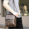 thumbnail image 3 of Men's Messenger Shoulder Bag, Adjustable Strap, Small Laptop Compartment (Dark Brown), 3 of 6