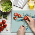 thumbnail image 3 of Dragonfly Cutting Board, Close-Up View of Mechanical Dragonfly with Multifaceted Eyes Gears Body Print, Decorative Tempered Glass Cutting and Serving Board, Large Size, Yellow Blue, by Ambesonne, 3 of 5