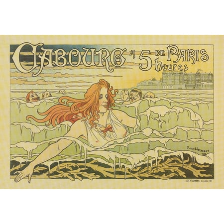 The surf and Swimming Just hours from Paris by Train  Henri Privat-Livemont was an artist born in Schaerbeek Brussels Belgium  He is best known for his Art Nouveau posters Poster Print by Privat