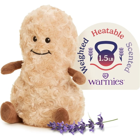warmies 13" Peanut Stuffed Animal, Microwavable Heated Plushies and Weighted Soft Plush Toys