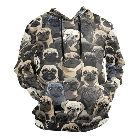 Cartoon Pug Dog Printing Men’s Hoodies Sweatshirt Fleece Jackets Long Sleeve Sweatshirts