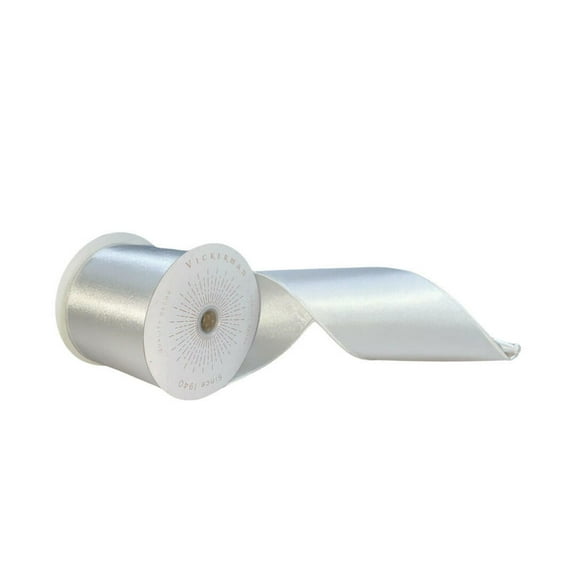 Vickerman QTX241111 4 in. x 10 Yards White Satin Ribbon
