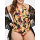 thumbnail image 1 of Traje de baño de una pieza sin espalda halter estampado talla grande Rosegal  de una pieza, 1 of 5