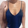 thumbnail image 2 of Glisme Tank Tops For Women Bling Tank Tops For Casual Slim Crop Top Short Sleeve Sleeveless V Neck Solid Color Tank Top Camisole Trend Dark Blue T Shirt, 2 of 5