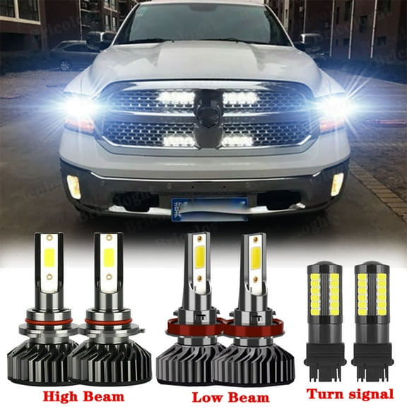 For RAM1500 2011-2018 2019 6x LED Headlight High-Low Bulbs Turn signal Combo Kit