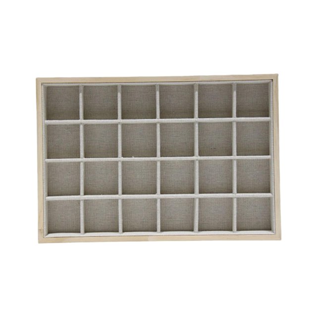 Estante de almacenamiento de joyería perfecl Madera maciza 35 cm x 24 cm x 3 cm 24 rejillas