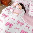 thumbnail image 4 of jejeloiu Kawaii Bow Ribbon 7 Pieces Bedding Comforter Set,Pink Cute Dots Full Bedding Set For Girls Teens Reversible, 4 of 8