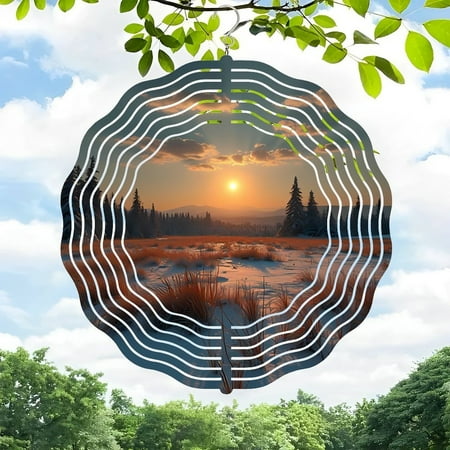 Serene Metal Hanging Wind Spinner with Circular Wind Chime Design – Perfect for Yard and Garden Decor Captivating Sunset View Serene Metal Hanging Wind Spinner with Circular Wind Chime Design – Perfect for Yard and Garden Decor Captivating Sunset View