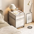 thumbnail image 4 of Cottinch 2 Drawers Accent Cabinet Metal Storage Cabinets with 4 Wheels,Rolling Cabinet Organizer for Home Office,White, 4 of 8