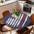 thumbnail image 6 of Vintage Navy Blue Baseball Round Fitted Tablecloth with Elastic Edge,Waterproof Table Cloth Fits Tables Up to 36"-44",Wipeable Washable Table Cover for Indoor Outdoor Dinning Party,USA Flag Abstract, 6 of 9