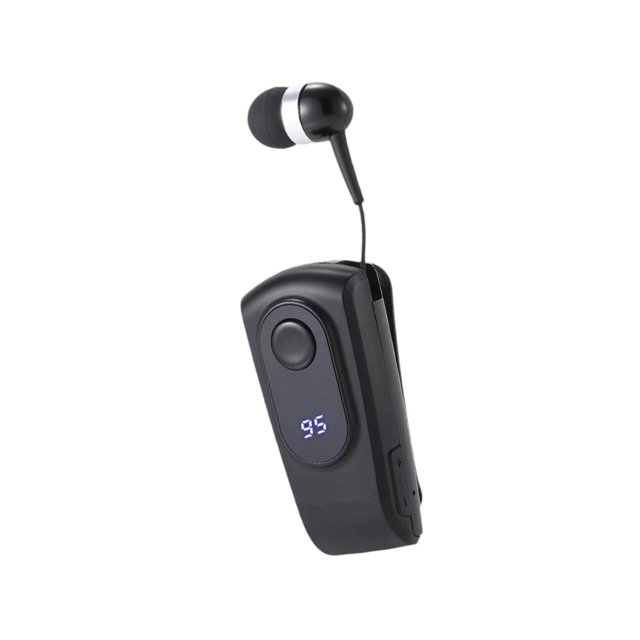 Auriculares retráctiles con micrófono y clip, cómodos auriculares deportivos para negocios, camioneros, conductores, para correr, hacer ejercicio con negro