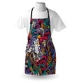 thumbnail image 3 of Doodle Apron Music Themed Hand Drawn Abstract Instruments Microphone Drums Keyboard Stradivarius, Unisex Kitchen Bib Apron with Adjustable Neck for Cooking Baking Gardening, Multicolor, by Ambesonne, 3 of 3