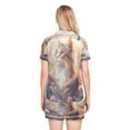 thumbnail image 3 of Women Silk Pajama Sets Causal Outings Fashion Cat and Butterfly in Flowers Pattern Home, 3 of 7