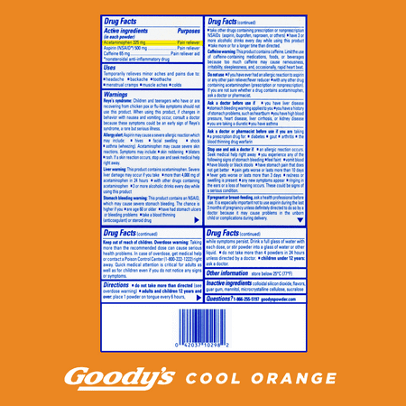 Goody's Extra Strength Headache Powder, Cool Orange Flavor, 24 Powder Sticks