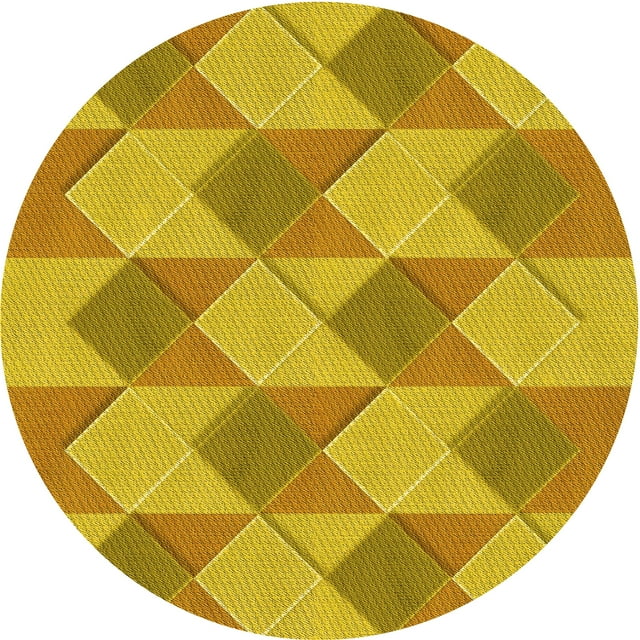 Ahgly Tapis d'Intérieur Lavable en Machine Carré Transitionnel Jaune Profond, 3 Pieds Carré