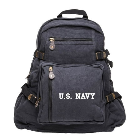 US NAVY Text Army Sport Heavyweight Canvas Backpack (Best Places To Backpack In The Us)