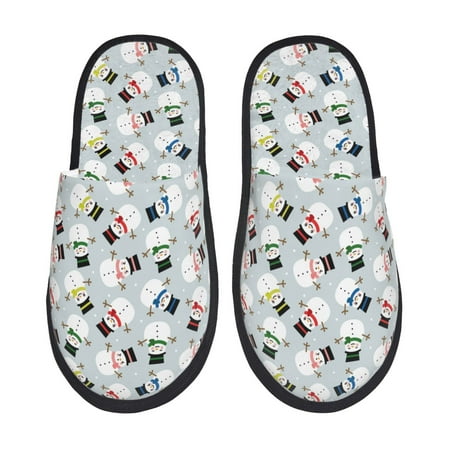Balery Colorful Hat Snowman Slient Indoor Furry Fleece Comfort House Shoes Soft Non-Slip Home Shoes Cotton slippers House Slippers-- Large