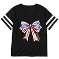 thumbnail image 3 of 2026 New Womens Plus Size Tops 4th of July V Neck Shirt Graphic Loose Fit Flower Short Sleeve Patriotic Tee Casual Summer Tops(Black,XL), 3 of 3