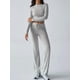 thumbnail image 4 of Conjuntos de 2 Piezas para Mujer, Larga, Cuello Redondo, Pantalones Acampanados de Cintura Alta, Conjuntos de Chándal, Ropa de Calle. Gris S, 4 of 9