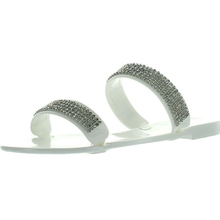 

Bamboo Womens Dalia-03 Double Band Jelly Sandals White 6