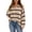 Khaki #009, variant on Sweater For Women Oversized V Neck Striped Sweater Pullover Color Block Polo Collar Long Sleeve Knit Cozy 2026 Fall Winter Streetwear Tops L