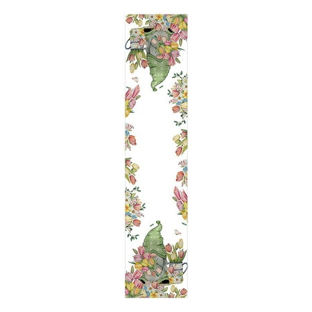 

Midewhik Summer Festival Cute Gnome Flower Tulips Sunflower Cotton Linen Table Flag Decoration Cloth Table Runners