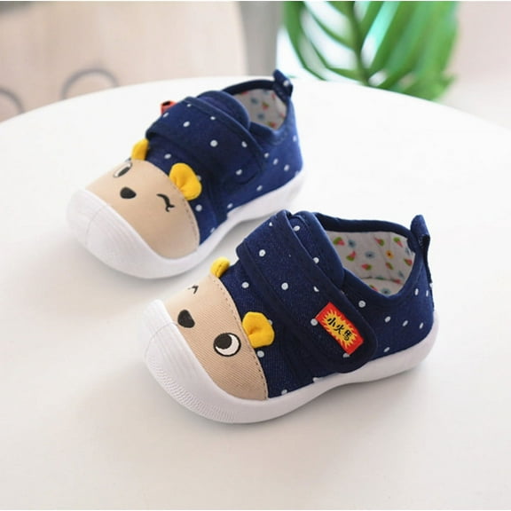 MHZLDYZ Baby Walking Shoes 12-399 Months Infant Kids Baby Boys Girls Cartoon Anti-Slip Shoes Soft Sole Squeaky Sneakers Baby Shoes 9-12 Months Boy Infant Shoes 6-12 Months (Dark Blue,17)